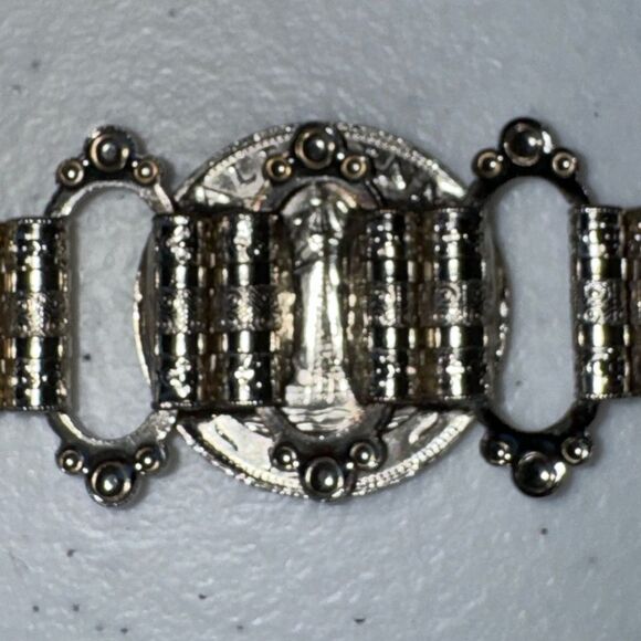 VTG Queen Regina Elizabeth II Georgivs Dei Coin Gold Tone Chain Link Belt EUC - Picture 9 of 11